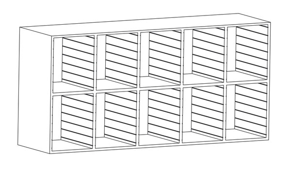 Ablagesystem Sortierregal, 2 Etagen hoch, 10 Fächer, Leer ohne Schubladen, Muldenschieber etc.